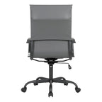 Harris Ribbed Leather Adjustable High-Back Office Swivel Chair in Black Metal Frame for Home Conference Desk Computer Chair