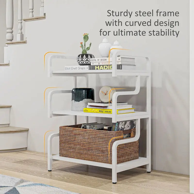 HOMCOM 3-Tier Printer Stand with Storage, Industrial Metal Printer Table for Home Office, Multi-purpose Rack Shelf