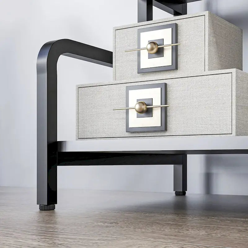 HOMCOM 3-Tier Printer Stand with Storage, Industrial Metal Printer Table for Home Office, Multi-purpose Rack Shelf