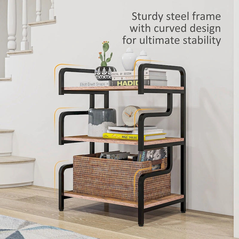 HOMCOM 3-Tier Printer Stand with Storage, Industrial Metal Printer Table for Home Office, Multi-purpose Rack Shelf