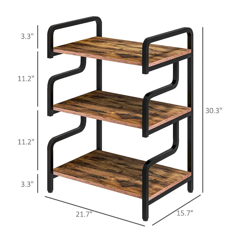 HOMCOM 3-Tier Printer Stand with Storage, Industrial Metal Printer Table for Home Office, Multi-purpose Rack Shelf