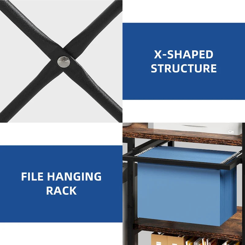 Moasis 3-Shelf Printer Stand with Storage, Rolling Printer Table Machine Cart Organizer with Wheels