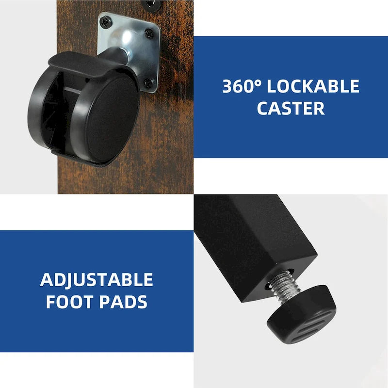 Moasis 3-Shelf Printer Stand with Storage, Rolling Printer Table Machine Cart Organizer with Wheels