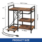 Moasis 3-Shelf Printer Stand with Storage, Rolling Printer Table Machine Cart Organizer with Wheels