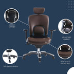GM Seating Ergolux Genuine Leather Executive Office Chair with Lumbar Support