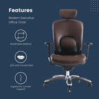 GM Seating Ergolux Genuine Leather Executive Office Chair with Lumbar Support