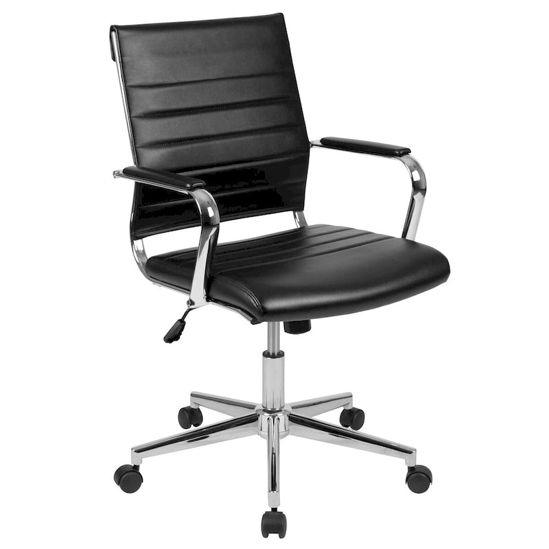 Mid-Back LeatherSoft Contemporary Ribbed Executive Swivel Office Chair