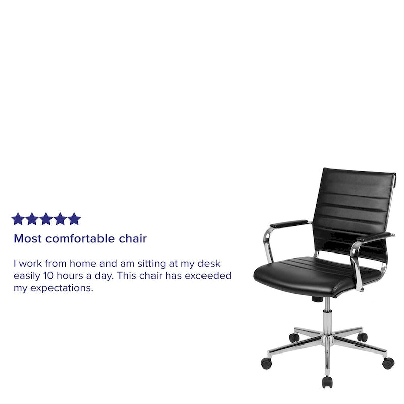 Mid-Back LeatherSoft Contemporary Ribbed Executive Swivel Office Chair