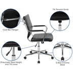Mid-Back LeatherSoft Contemporary Ribbed Executive Swivel Office Chair
