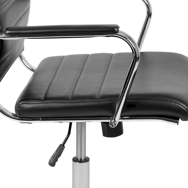 Mid-Back LeatherSoft Contemporary Ribbed Executive Swivel Office Chair