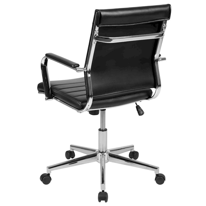Mid-Back LeatherSoft Contemporary Ribbed Executive Swivel Office Chair