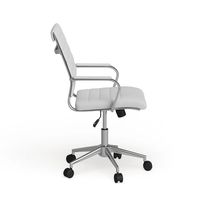 Mid-Back LeatherSoft Contemporary Ribbed Executive Swivel Office Chair