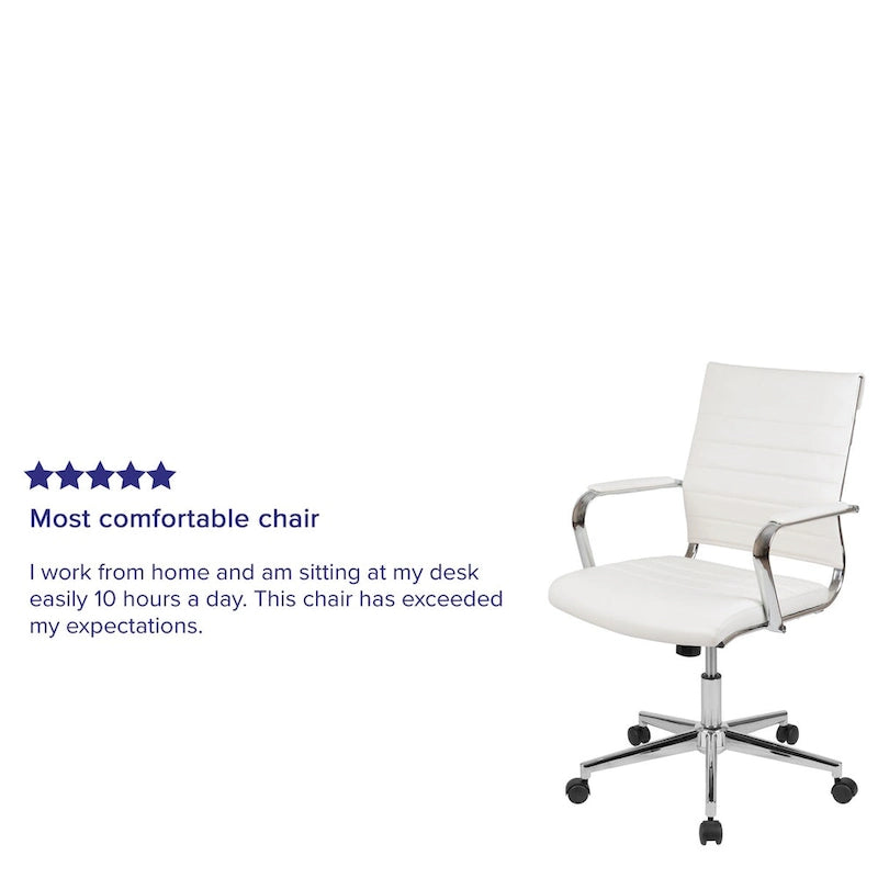Mid-Back LeatherSoft Contemporary Ribbed Executive Swivel Office Chair