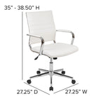 Mid-Back LeatherSoft Contemporary Ribbed Executive Swivel Office Chair