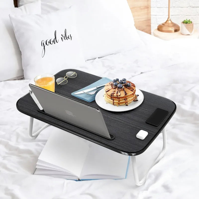 Nestl Adjustable Laptop Bed Tray Table - Portable Lap Desk with Foldable Legs - Space Saving Lapdesk