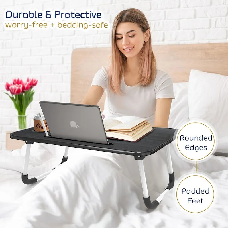 Nestl Adjustable Laptop Bed Tray Table - Portable Lap Desk with Foldable Legs - Space Saving Lapdesk