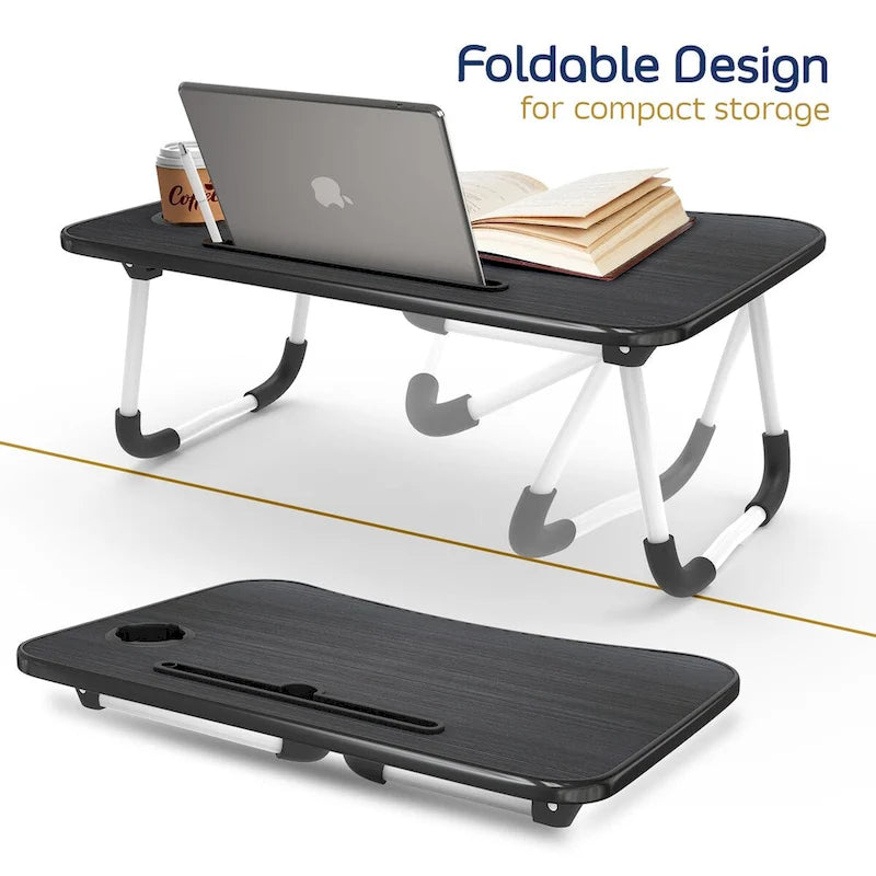 Nestl Adjustable Laptop Bed Tray Table - Portable Lap Desk with Foldable Legs - Space Saving Lapdesk