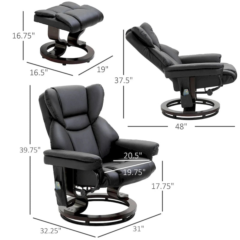 HOMCOM Massage Recliner Chair with Ottoman Footrest