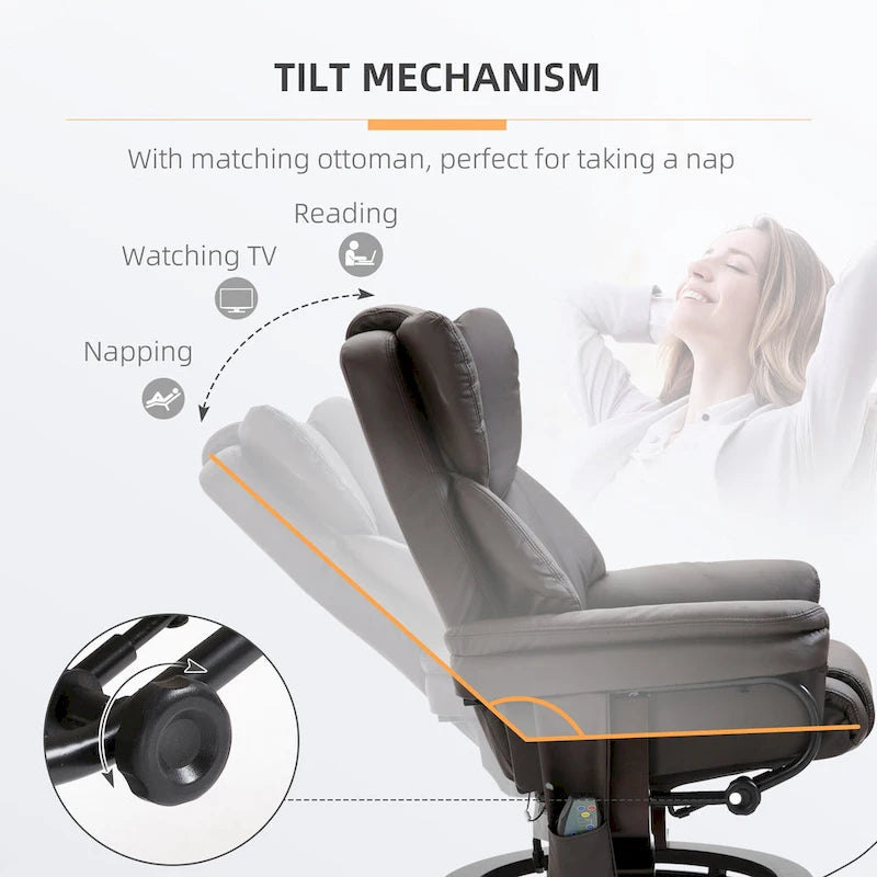 HOMCOM Massage Recliner Chair with Ottoman Footrest