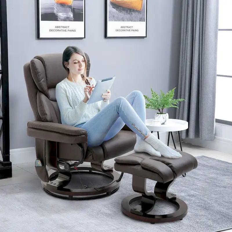 HOMCOM Massage Recliner Chair with Ottoman Footrest