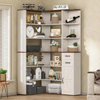 7-Shelf Corner Bookshelf L-Shape Bookcase Large Storage Shelf Display