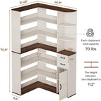 7-Shelf Corner Bookshelf L-Shape Bookcase Large Storage Shelf Display