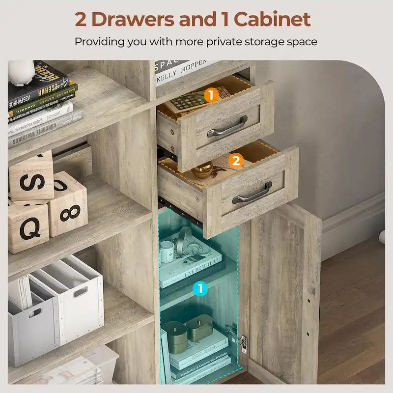 7-Shelf Corner Bookshelf L-Shape Bookcase Large Storage Shelf Display