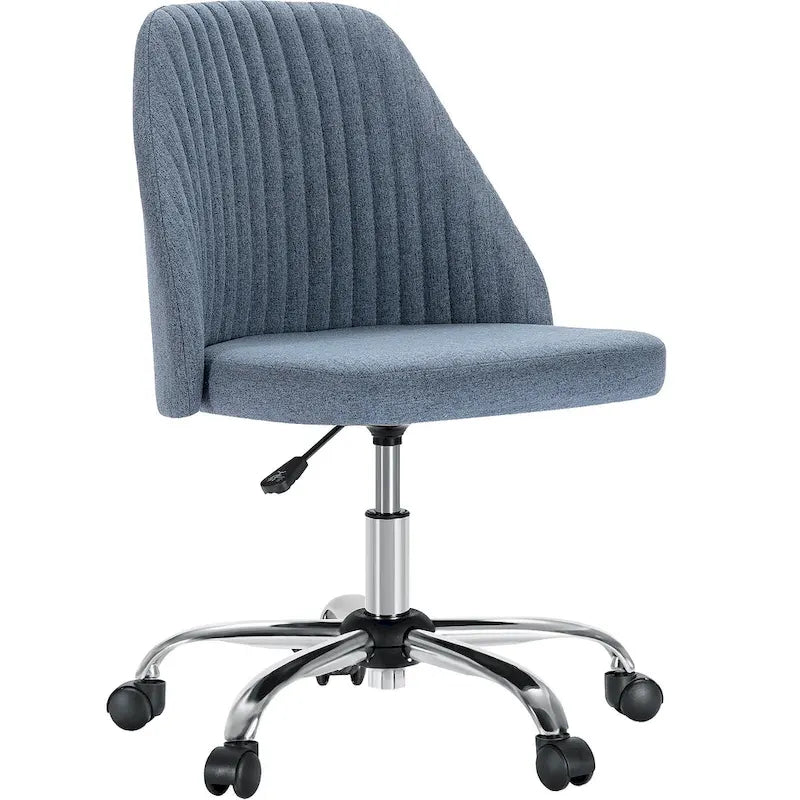 Armless Home Office Desk Chair with Wheels for Small Spaces