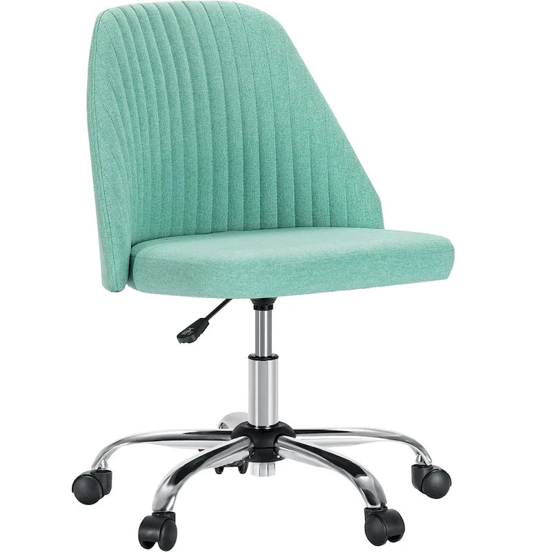 Armless Home Office Desk Chair with Wheels for Small Spaces