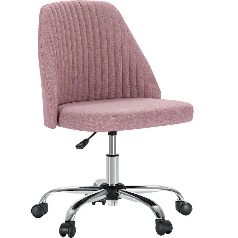 Armless Home Office Desk Chair with Wheels for Small Spaces
