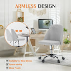 Armless Home Office Desk Chair with Wheels for Small Spaces