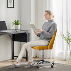 Armless Home Office Desk Chair with Wheels for Small Spaces