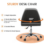 Armless Home Office Desk Chair with Wheels for Small Spaces