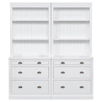 83.4 Tall Bookshelf Suite,Bookcase Suite with LED Lighting,Drawers and Open Shelves,2-Piece Set Storage Bookshelf