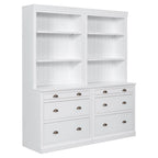 83.4 Tall Bookshelf Suite,Bookcase Suite with LED Lighting,Drawers and Open Shelves,2-Piece Set Storage Bookshelf