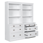83.4 Tall Bookshelf Suite,Bookcase Suite with LED Lighting,Drawers and Open Shelves,2-Piece Set Storage Bookshelf