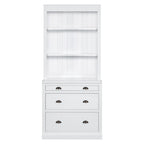 83.4 Tall Bookshelf Suite,Bookcase Suite with LED Lighting,Drawers and Open Shelves,2-Piece Set Storage Bookshelf