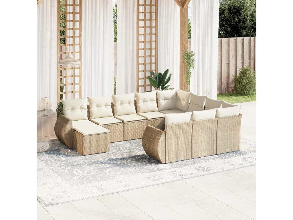 Beige Woven Resin Wicker Outdoor Furniture Set