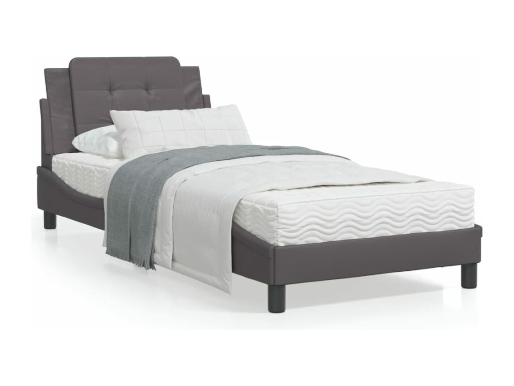 Gray Faux Leather Bed Frame, 80 x 200 cm