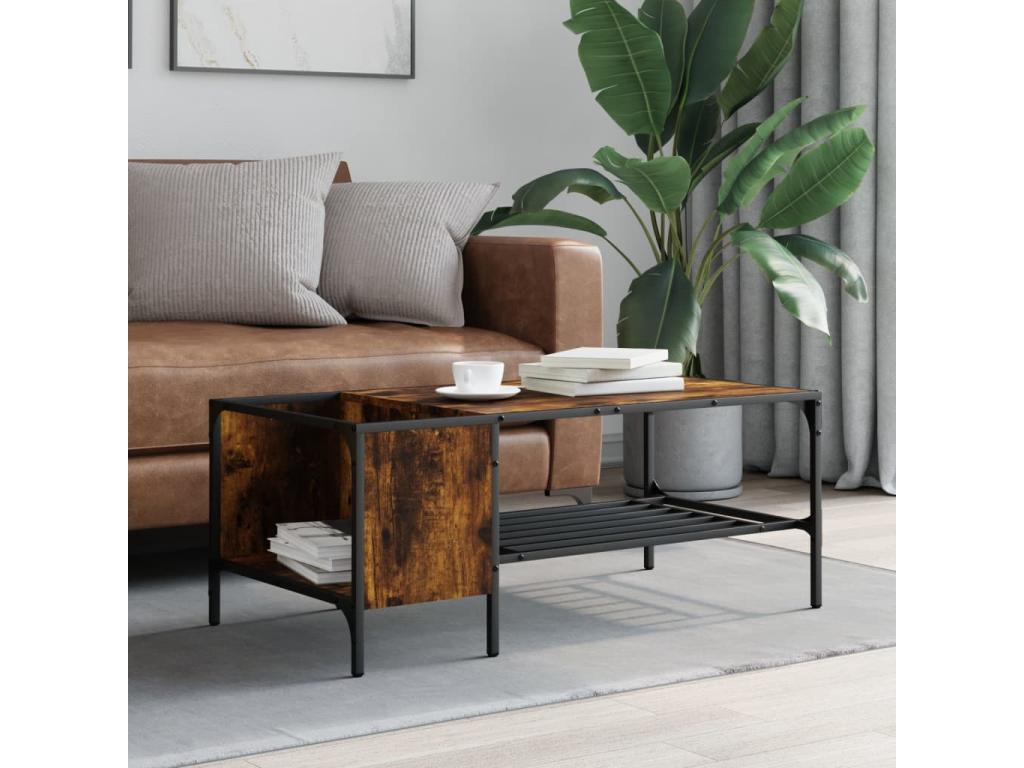 Brown Oak Wood Coffee Table, 100 x 51 x 40 cm