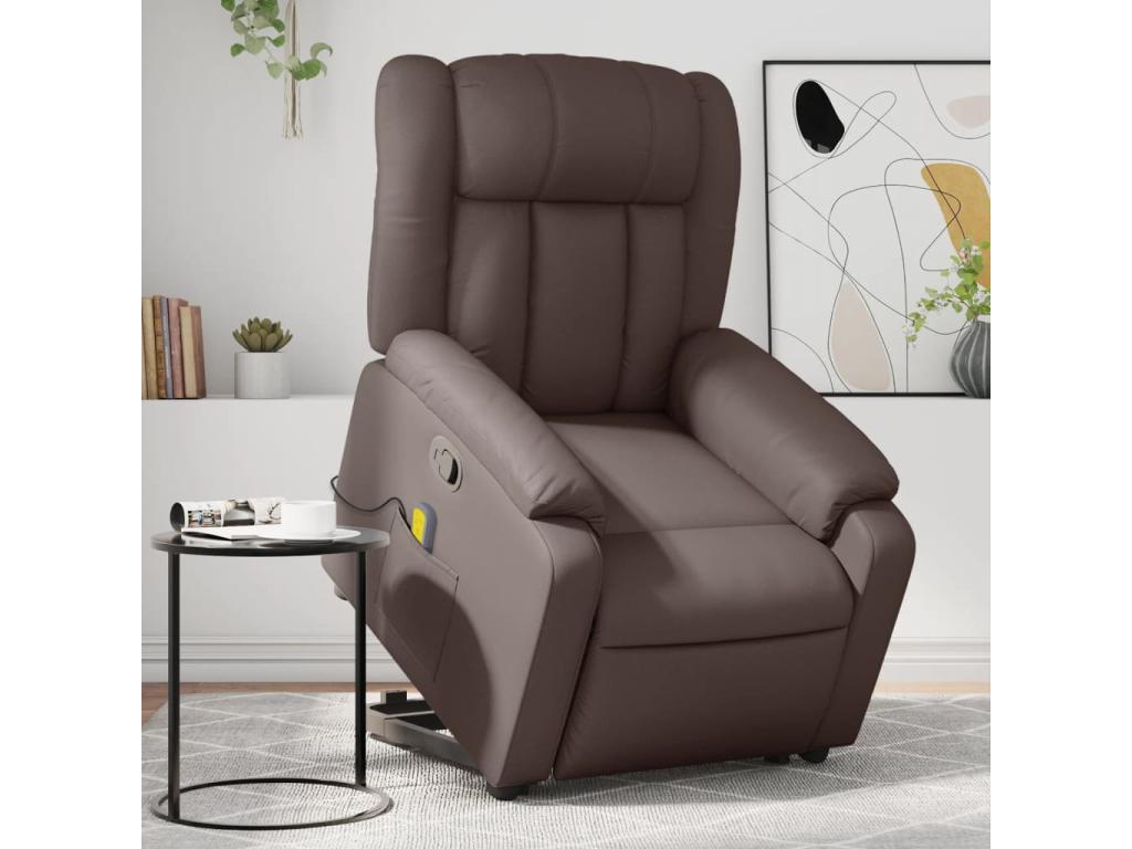 Brown Faux Leather Accent Chair