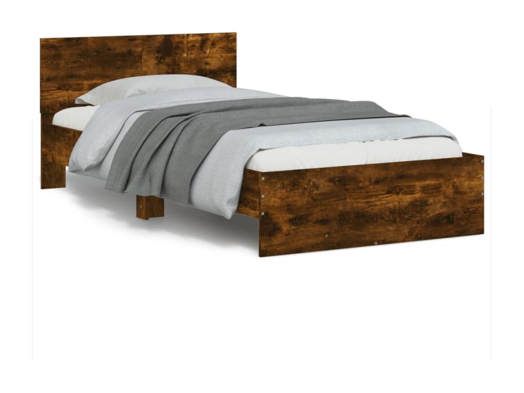 Brown Oak Wood Bed Frame, 100 x 200 cm