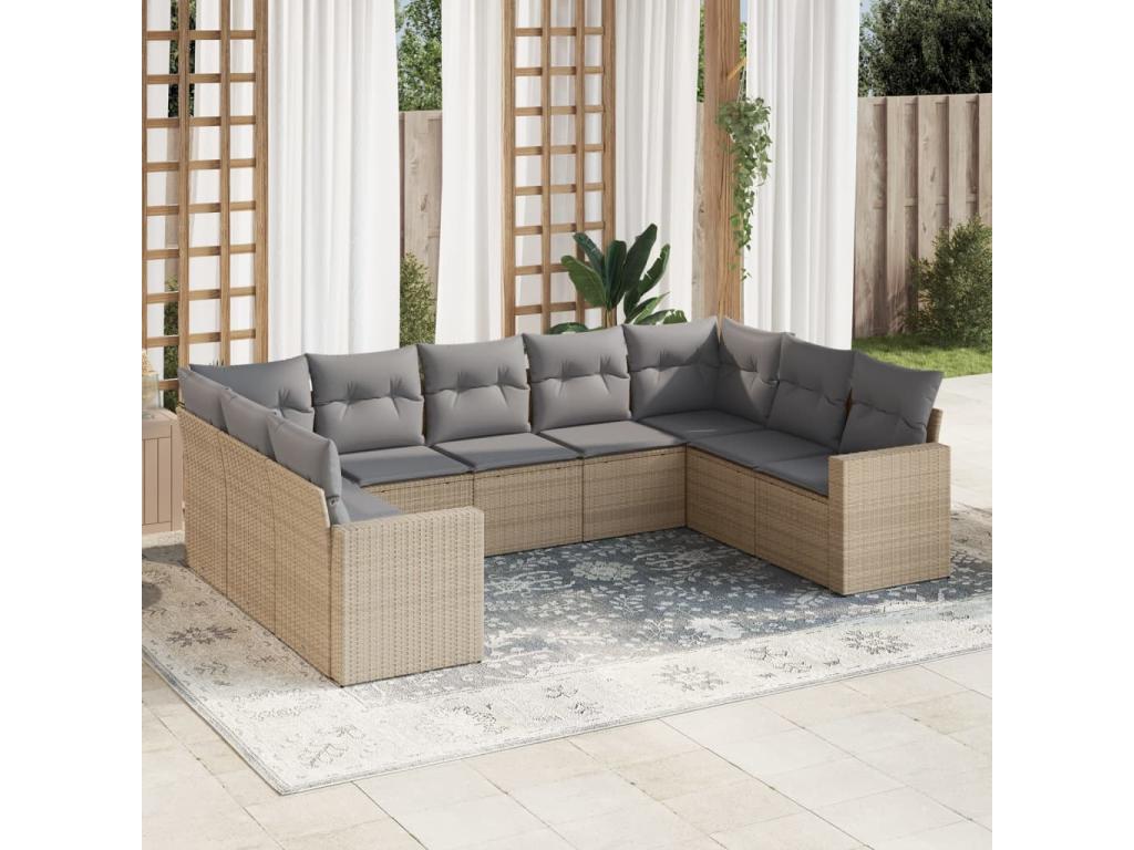Beige Woven Resin Wicker Outdoor Furniture Set - dlz1766585950939