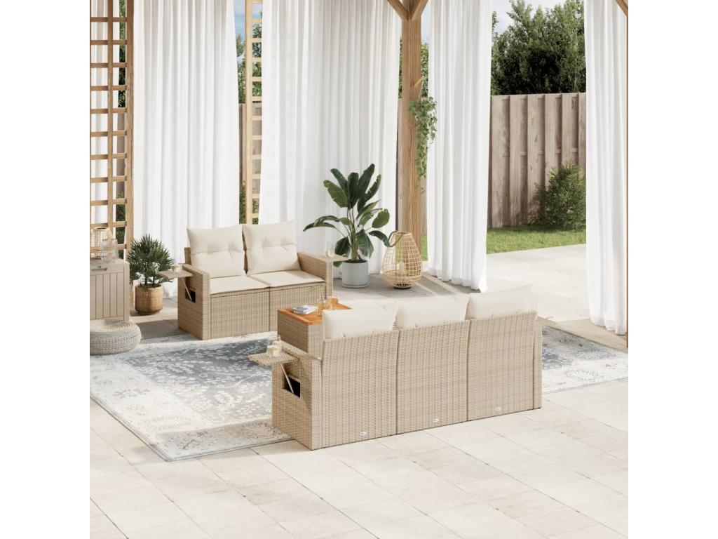Beige Woven Resin Wicker Outdoor Furniture Set - dlz1766586019858