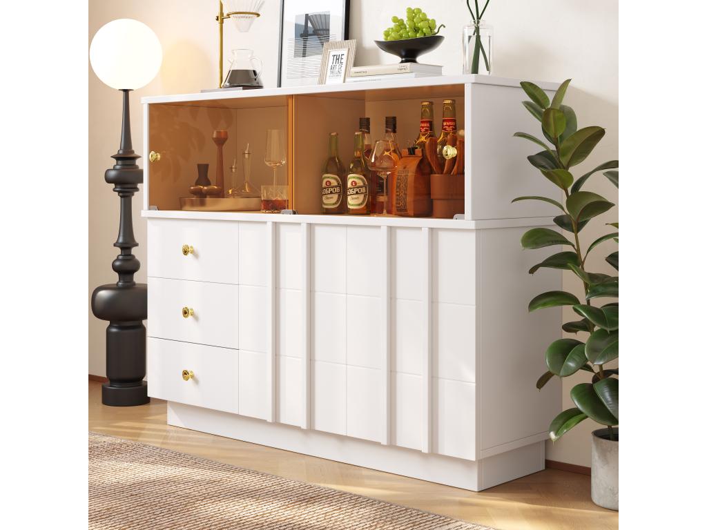 White Glass Sideboard, 120 x 33 x 95 cm