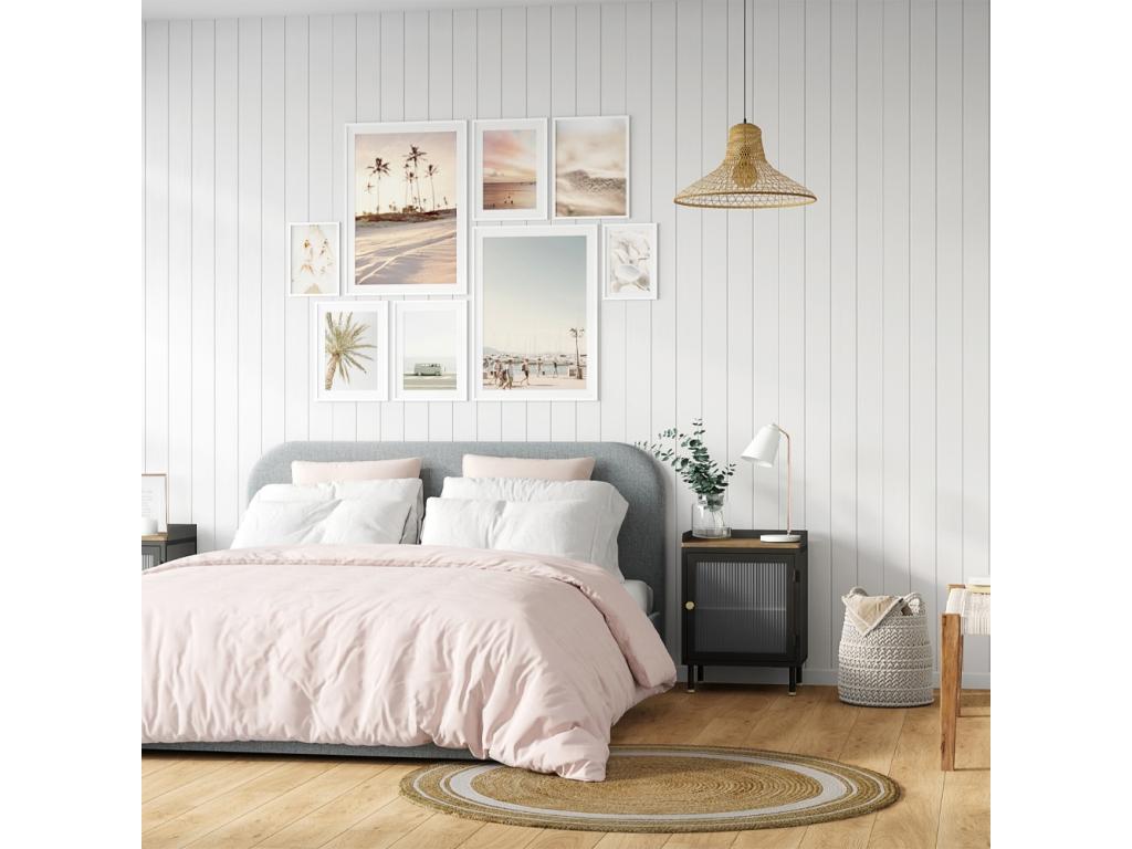 Gray Fabric Bed, 140 x 190 cm