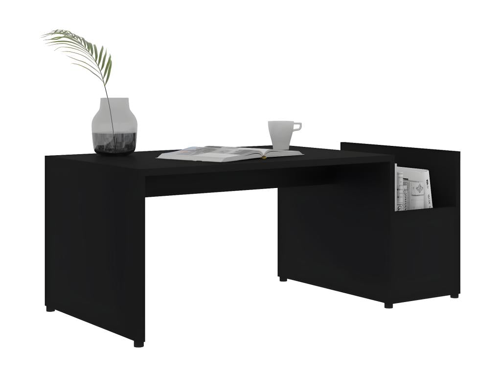 Black Engineered Wood Coffee Table, 90 x 45 x 35 cm