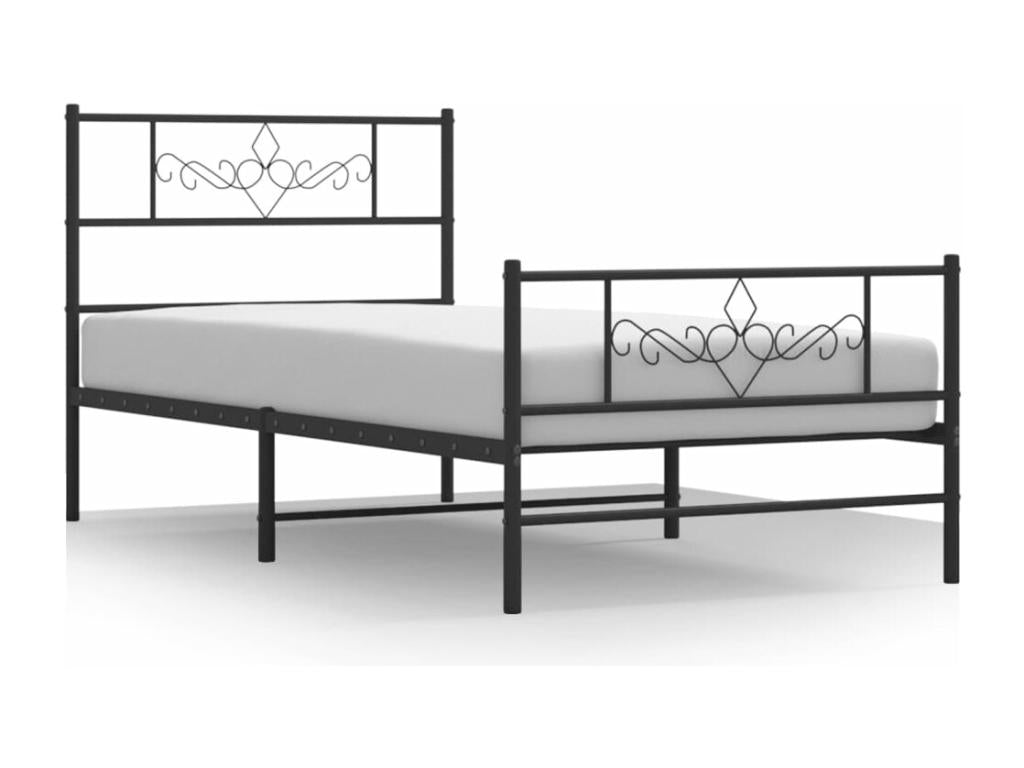 Black Metal Bed Frame, 80 x 200 cm