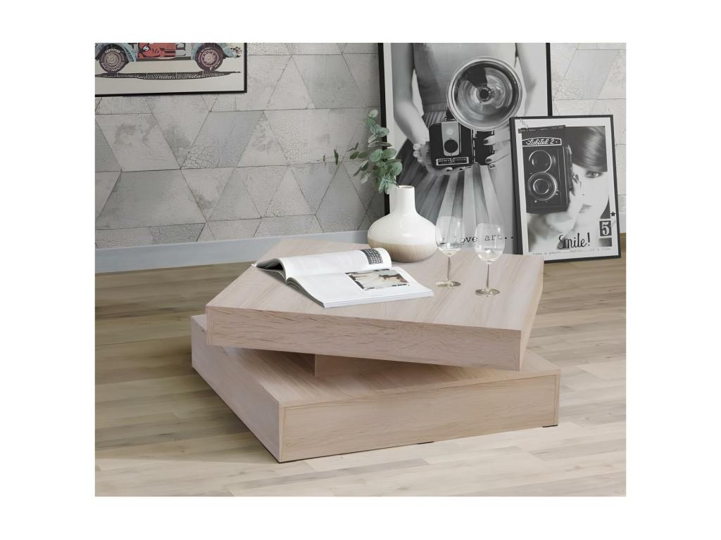Beige Oak Wood Coffee Table