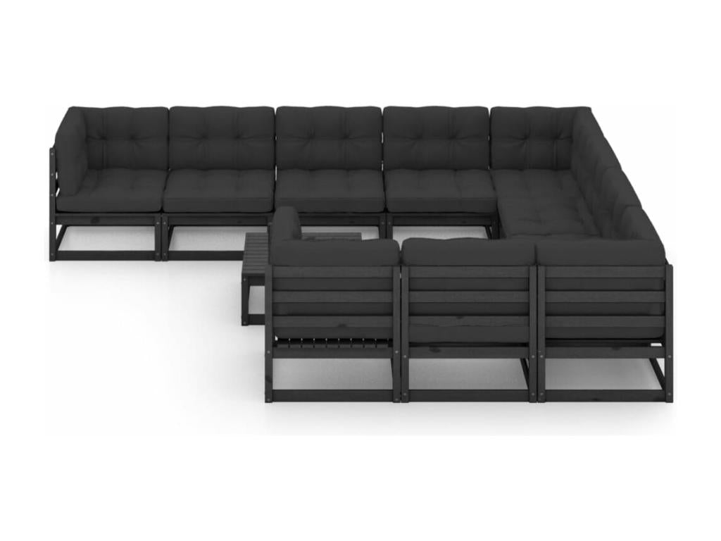 Black Pine Wood Outdoor Furniture Set